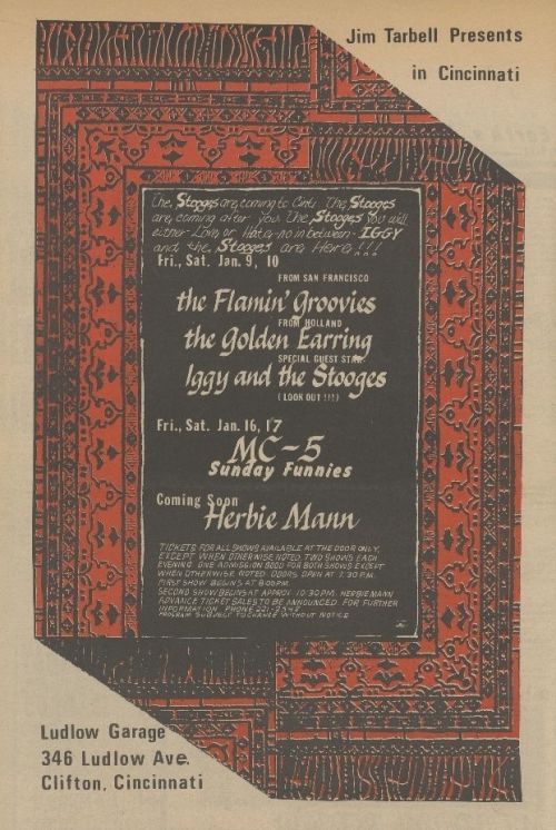 Golden Earring show poster January 09 1970 Cincinnati - Ludlow Garage